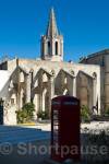 Church and red telephone box, Avignon, Vaucluse 
(department 84), France