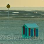 Beach hut and beach ball in the early evening, Berck-
sur-Mer, Pas de Calais (department 62), France