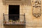 Window and family coat of arms, Santillana del Mar, 
Cantabria, Spain